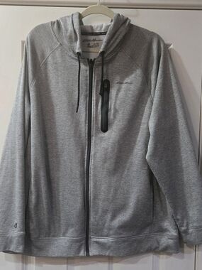 Eddie Bauer Men’s Heather Gray Full-Zip Hooded Sweater